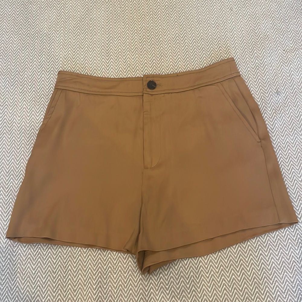 Zara Bermuda Camel Solid Soft Shorts Size XS